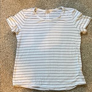 Calia White and Black Striped Short Sleeve Tee